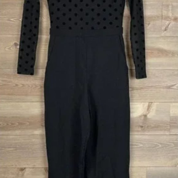 French Connection Lea Mesh Black Polka Dot Jumpsuit Sz 4 - Picture 5 of 10